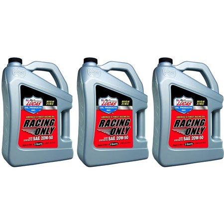 LUCAS OIL 10378-3 5 qt. 20W50 Semi Synthetic Racing Oil; Pack of 3 LUC10378-3